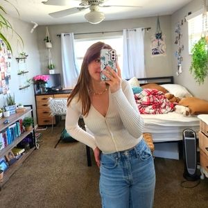 h&m ribbed cream sweater